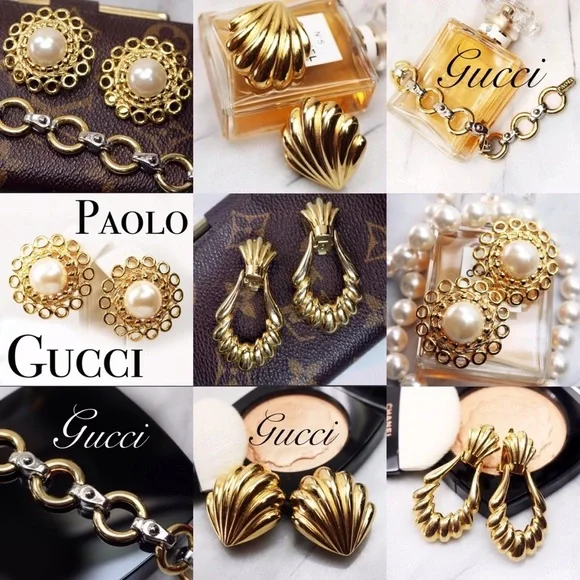 ⚜️ Vintage PAOLO GUCCI Pearl & Gold Earrings